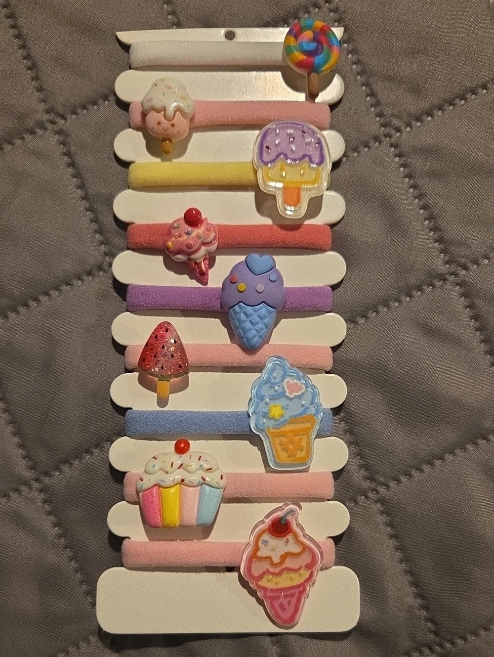 Kids Cute Ice Cream Hair Tie Set - Pastel Multicolor